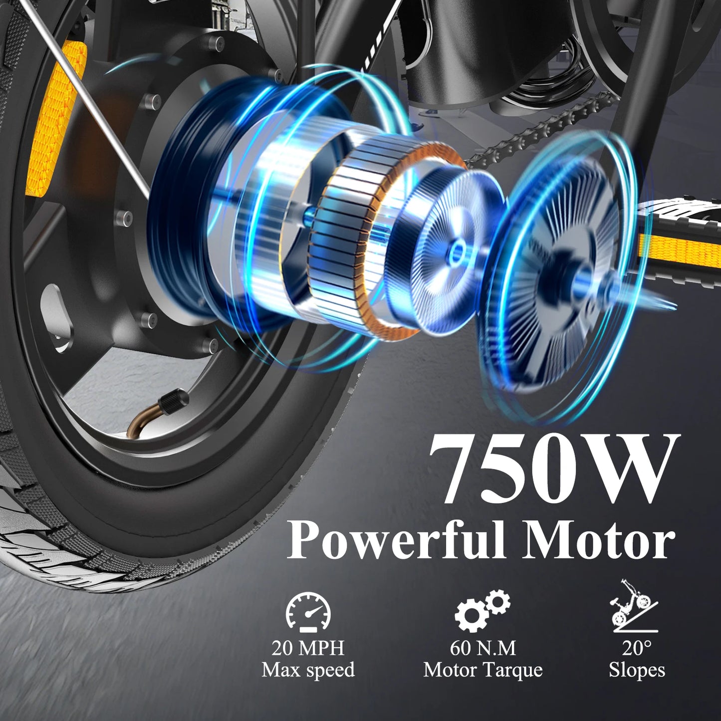 Bodywel T16Pro Adult Electric Bike 14" Foldable eBike, 750W Motor 22MPH Max Speed 36V 10.4AH Battery Commuter Electric Bicycle