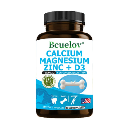 Calcium Magnesium Zinc Capsules with Vitamin D3 - Bone/Teeth/Heart Support, Immune & Nerve Health, 30/60/120 Counts