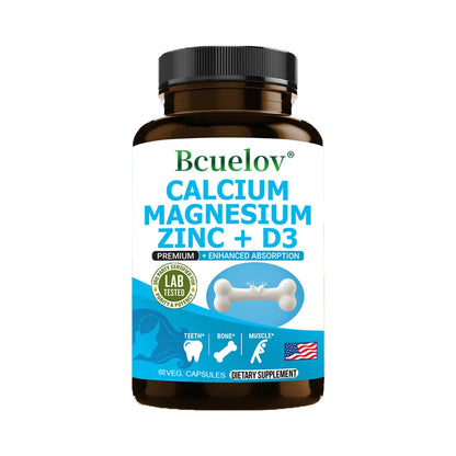 Calcium Magnesium Zinc Capsules with Vitamin D3 - Bone/Teeth/Heart Support, Immune & Nerve Health, 30/60/120 Counts