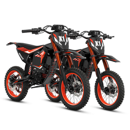 QRONGE X1 Spark Electric Dirt Bike 4500W Peak Motor 60V 28.8AH Electric Motorcycle 60 Miles Range 14/12" Fat Tire Snow E-bike ﻿