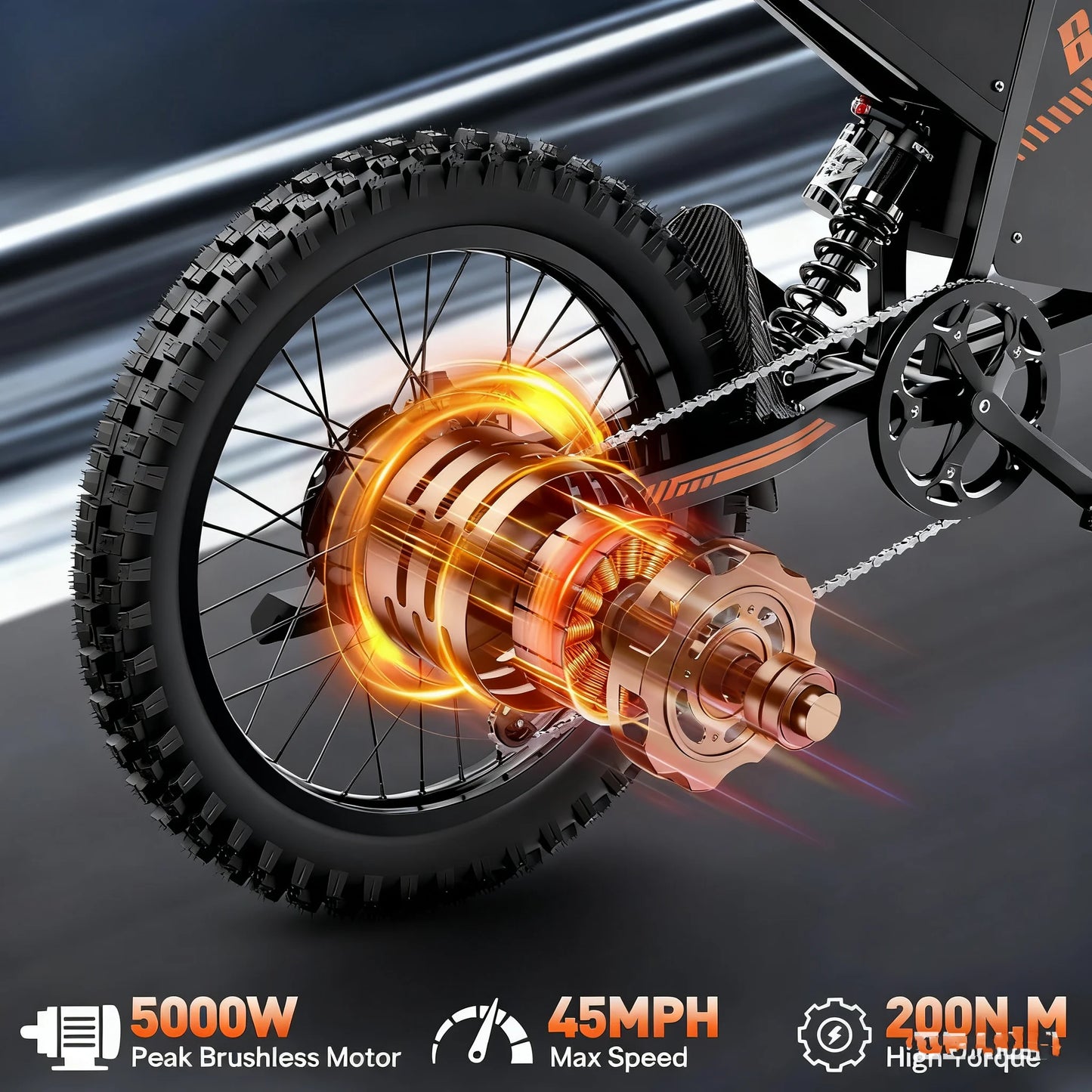 BOPZIN Q8 Electric Bicycle 5000W 60V 35AH 45 MPH 25x3" Fat Tires Electric-Motorcycle Hydraulic Brakes Full Suspension UL2849