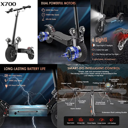 MX AU USA SA CA  in Stock 500W-6000W Adults Electric Scooter 10" 11" Fat Tires Foldable Escooter Free Shipping