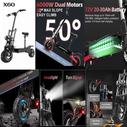 MX AU USA SA CA  in Stock 500W-6000W Adults Electric Scooter 10" 11" Fat Tires Foldable Escooter Free Shipping