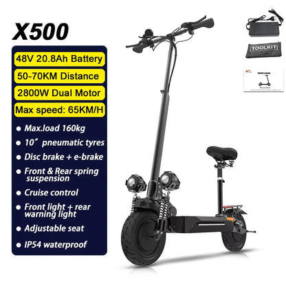 MX AU USA SA CA  in Stock 500W-6000W Adults Electric Scooter 10" 11" Fat Tires Foldable Escooter Free Shipping