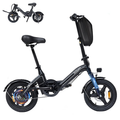 Bodywel T16Pro Adult Electric Bike 14" Foldable eBike, 750W Motor 22MPH Max Speed 36V 10.4AH Battery Commuter Electric Bicycle